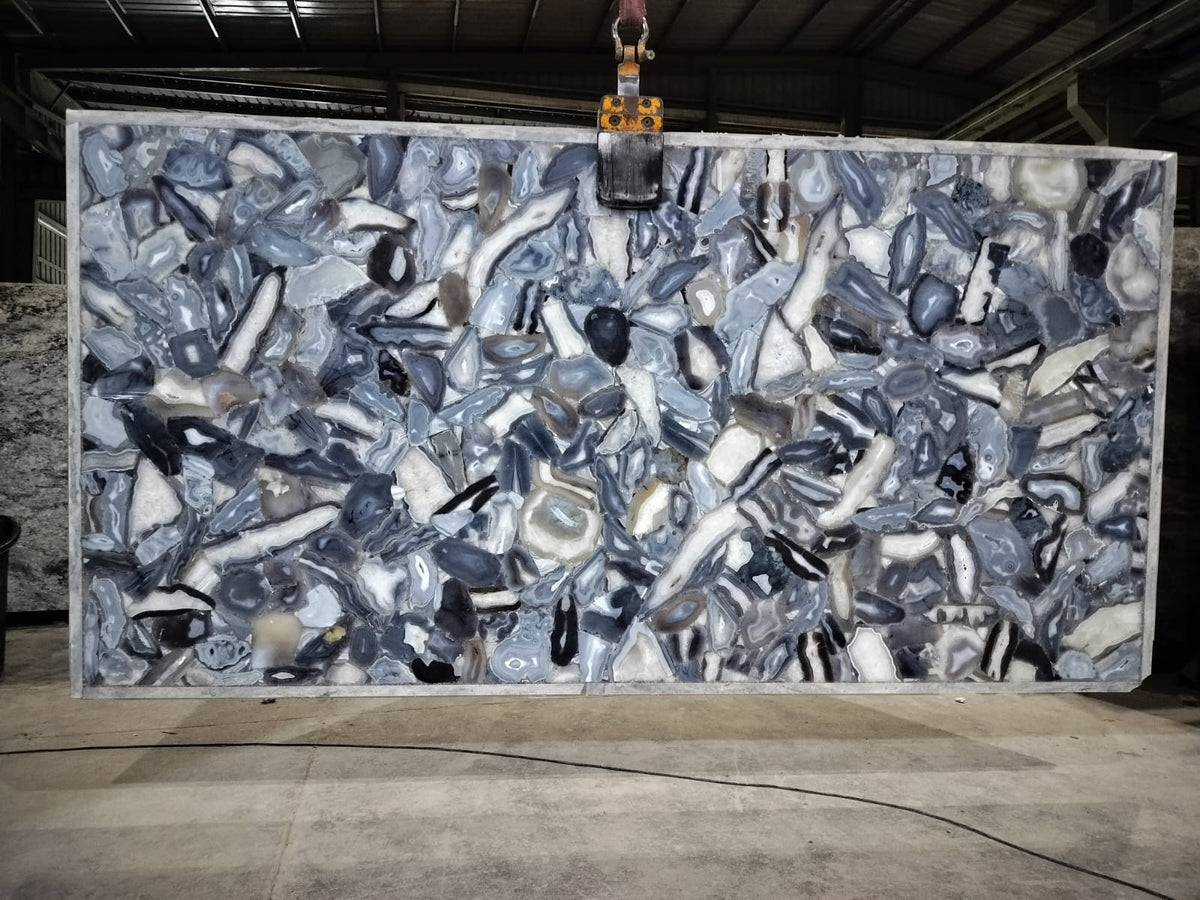 Grey Agate Semi-Precious 2CM – representative photo 1; actual slab photo sent with your estimate