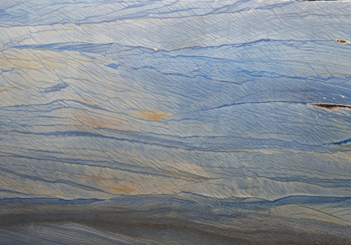 AZUL MACAUBAS QUARTZITE 3CM – representative photo; actual slab photo sent with your estimate
