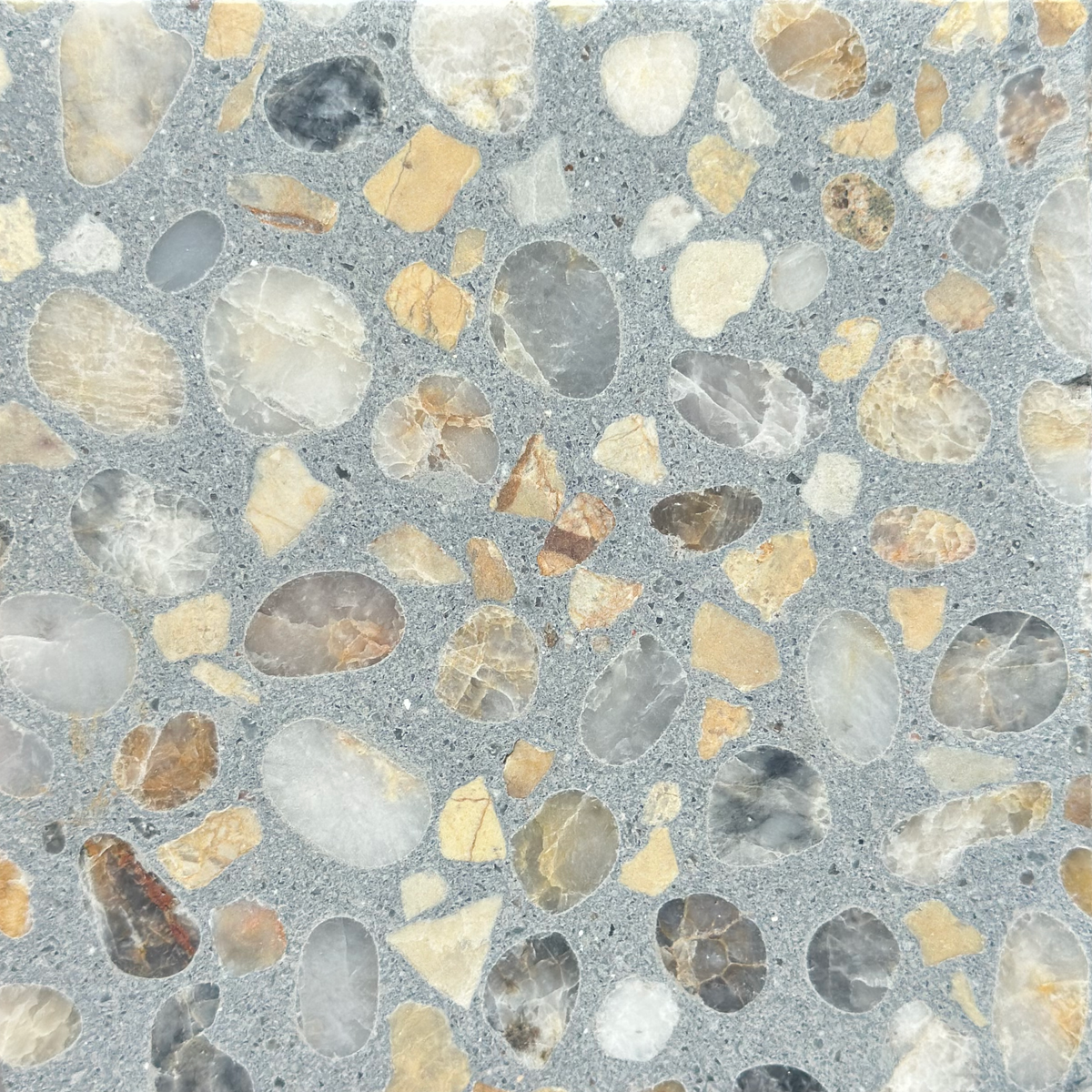 Trails Pebble Mix Pewter Terrazzo Paver
