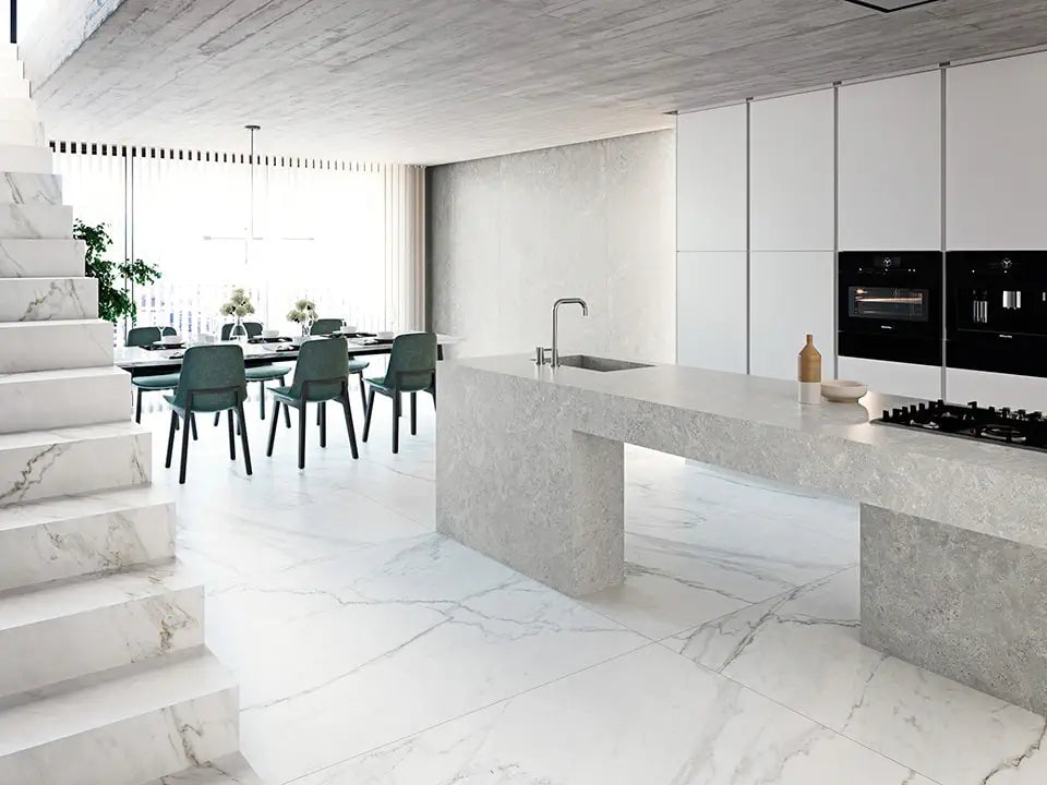 Grassi White Face B Ascale Porcelain 12MM – representative photo; actual slab photo sent with your estimate