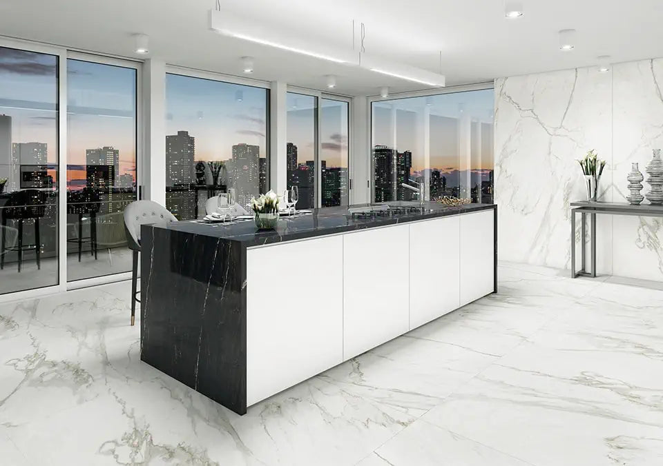 Grassi White Face B Ascale Porcelain 12MM – representative photo; actual slab photo sent with your estimate