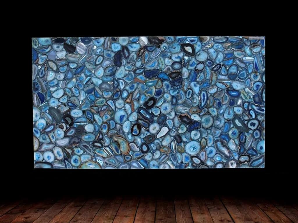 Blue Agate Semi-Precious 2CM – representative photo 1; actual slab photo sent with your estimate